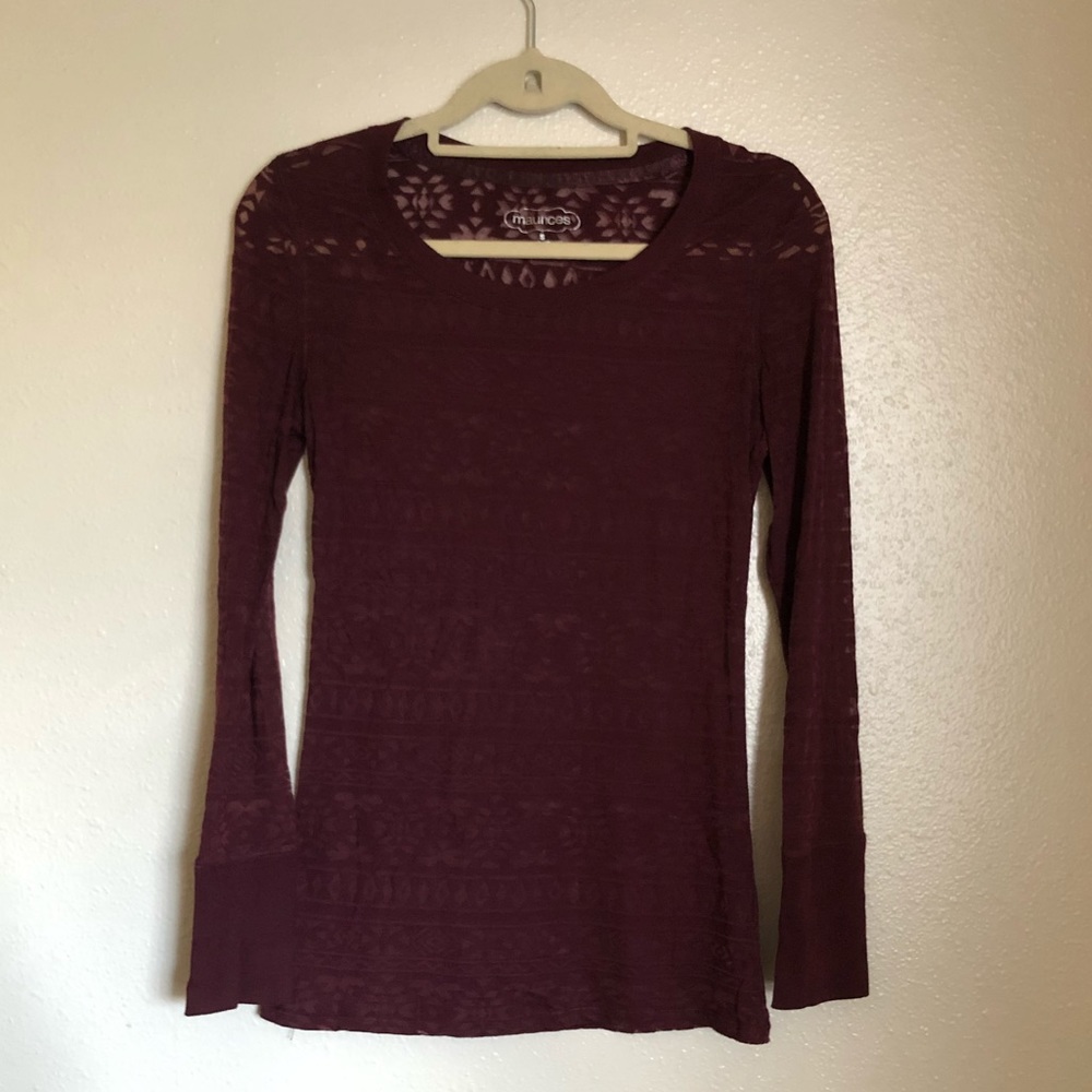 Maroon long sleeve tribal shirt